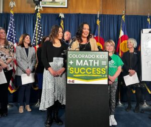 Rebekka Dailey speaking on out-of-school programs at a press conference