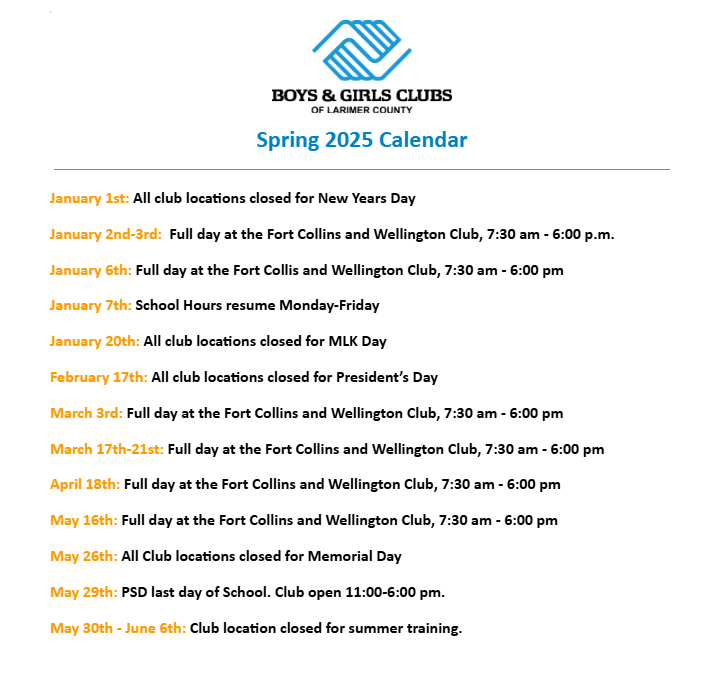 PSD spring calendar