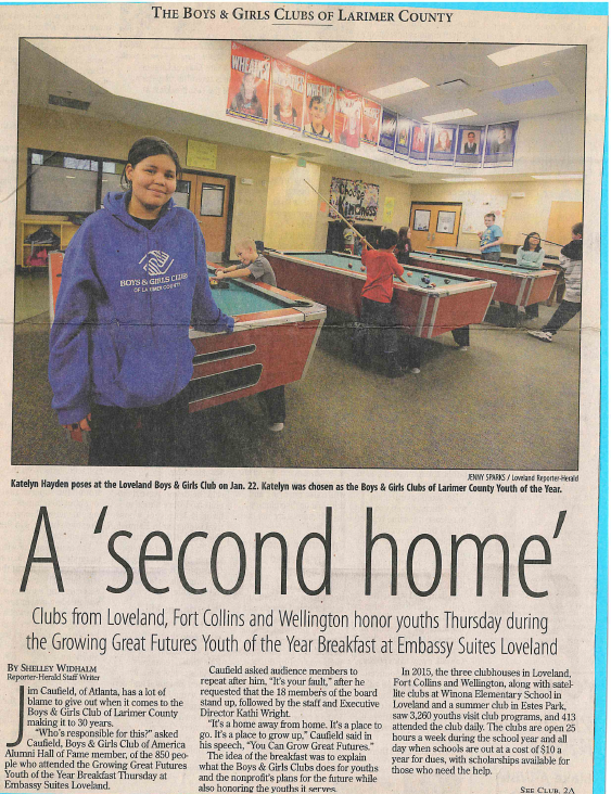 newspaper article clipping with Katelyn